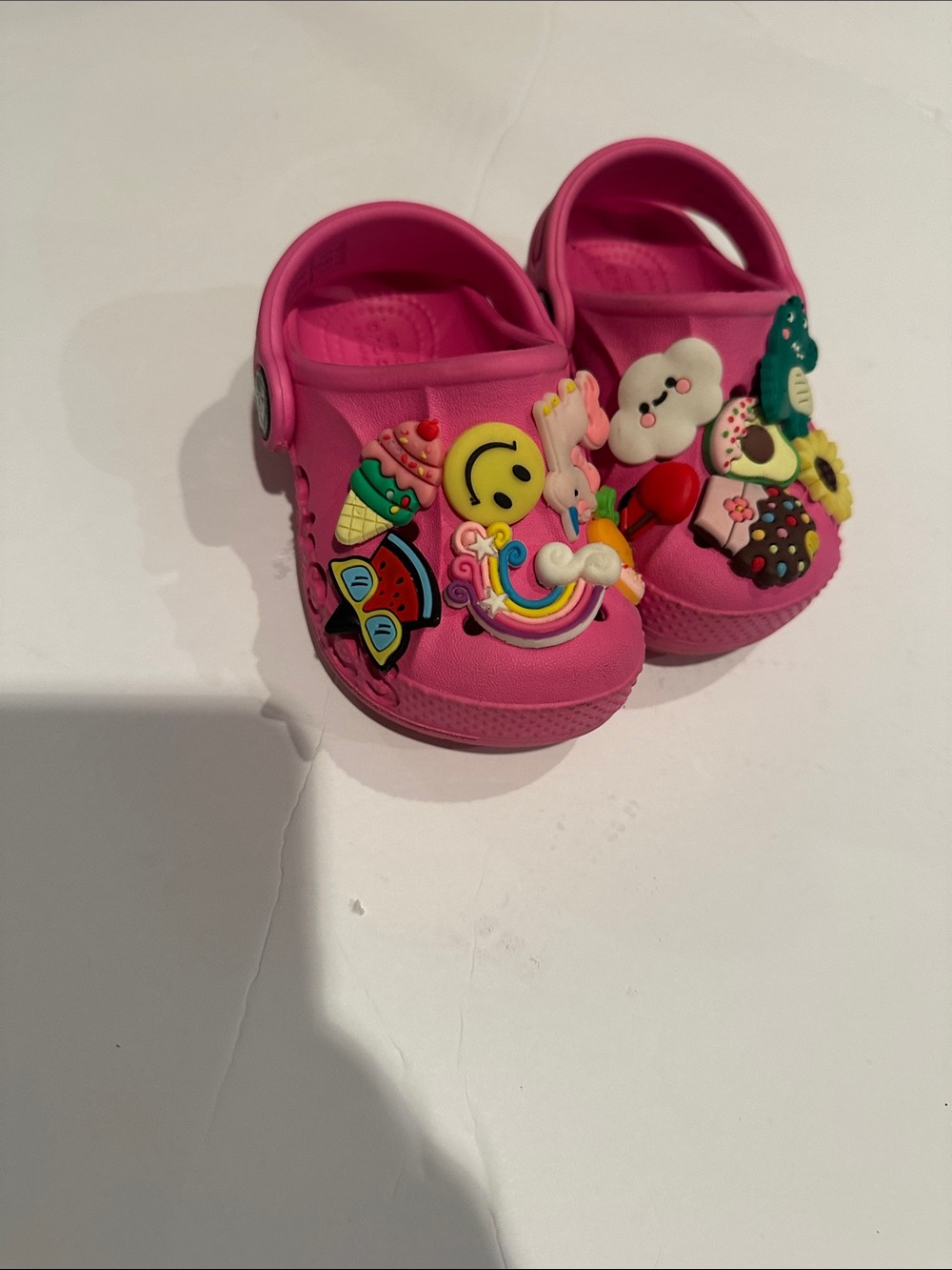 Girls' Pink Kids Crocs Clog Shoes with 12 Fun Charms